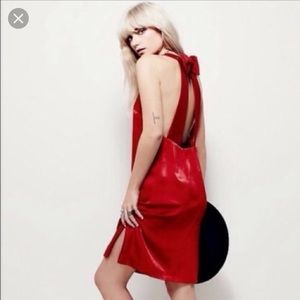 Red silk dress